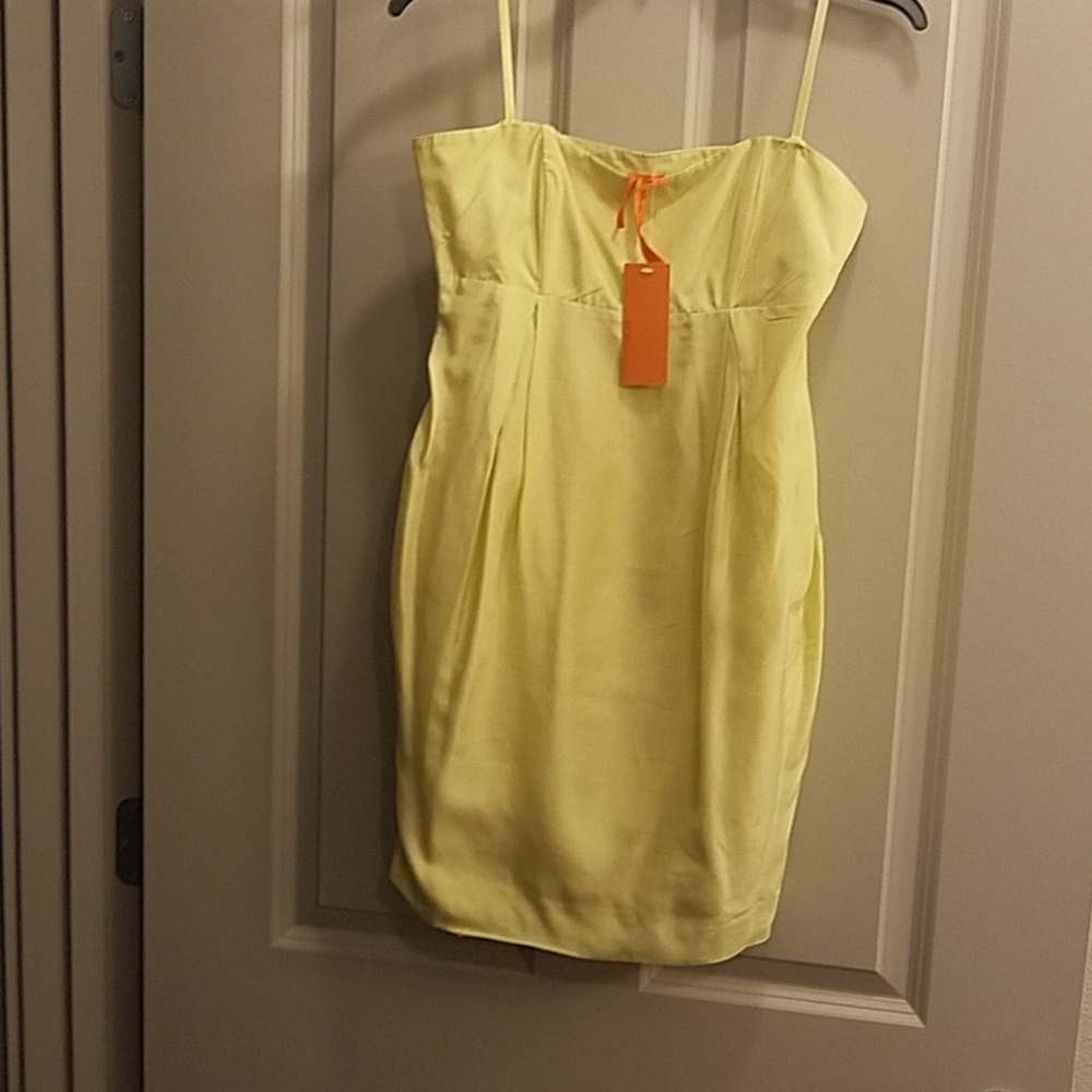 BCBG pale yellow strapless dress